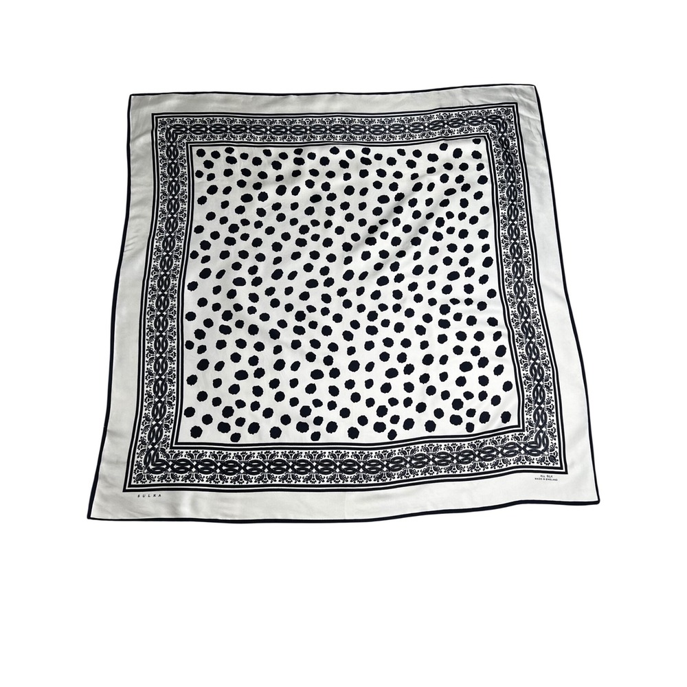 Vintage Sulka Silk Scarf 34x34 Polka Dot Hand Rolled Made in‎ England